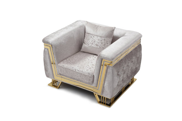 English Elm Rebecca Oversized Tufted Accent Chair Silver Fabric Gold Legs Hollywood Regency Glam B078P468201