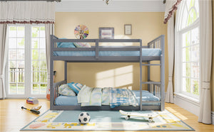 English Elm Twin Over Kids Bunk Bed Solid Pine Frame Gray Finish with Safety Guardrail N708P242163E