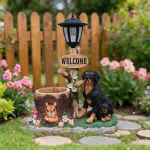 English Elm Rottweiler Mother and Puppy Sculptural Garden Planter Weatherproof Outdoor Accent W5398P464249