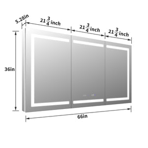 English Elm Smart Led Mirror Cabinet with Anti-fog Dimming Gfci Outlet Bathroom Storage W637P252345