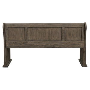 English Elm Dark Oak Distressed 62" Dining Bench with Curved Arms and Wooden Backrest, Church-Pew Style Seat B011P363841