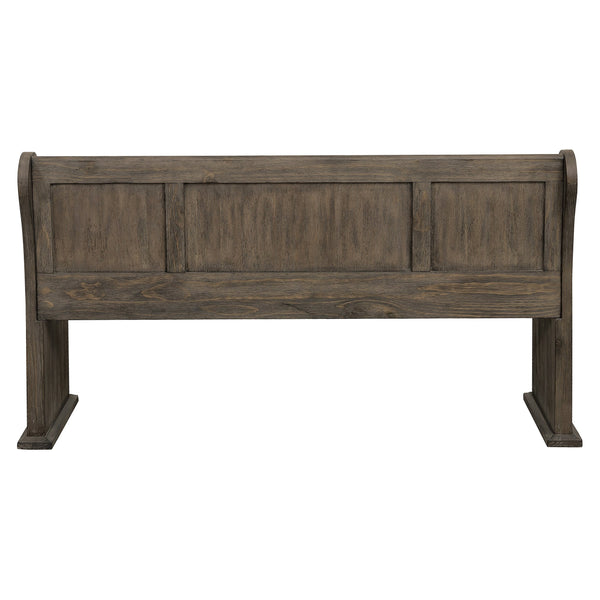 English Elm Dark Oak Distressed 62" Dining Bench with Curved Arms and Wooden Backrest, Church-Pew Style Seat B011P363841