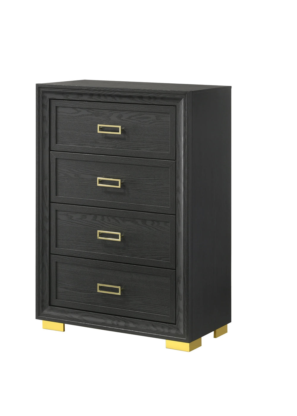 English Elm Glamorous Dark Gray 4-Drawer Chest with Gold Hardware, 33x17x46" Modern Glam Storage Accent Piece B011P207450