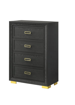 English Elm Glamorous Dark Gray 4-Drawer Chest with Gold Hardware, 33x17x46" Modern Glam Storage Accent Piece B011P207450