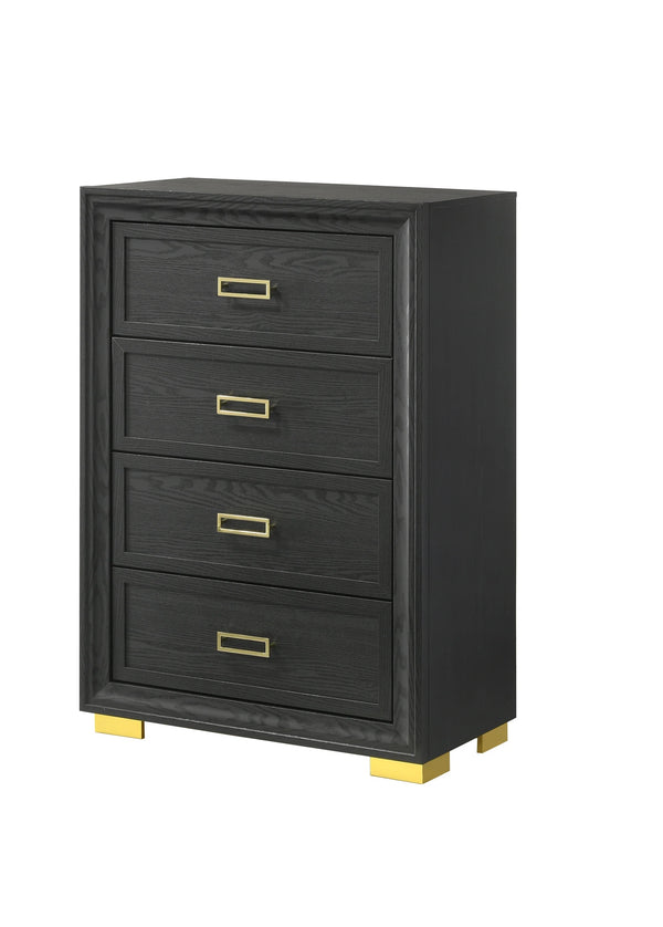 English Elm Glamorous Dark Gray 4-Drawer Chest with Gold Hardware, 33x17x46" Modern Glam Storage Accent Piece B011P207450
