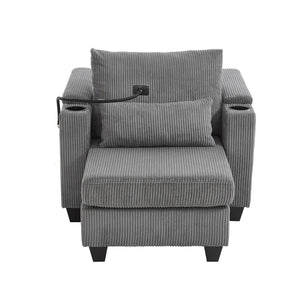 English Elm Convertible Chaise Lounge Sofa Chair With Usb Ports, Storage & Cup Holders – Ideal For Small Spaces! N719S002021E