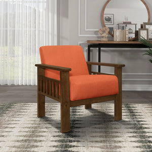 English Elm Orange Helena Accent Chair Walnut Finish with Storage, Arts & Crafts Padded Orange Fabric Seat Back B011P256311