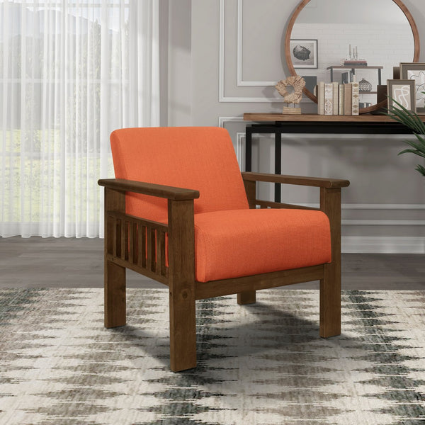 English Elm Orange Helena Accent Chair Walnut Finish with Storage, Arts & Crafts Padded Orange Fabric Seat Back B011P256311