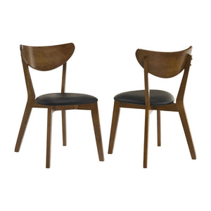 English Elm Set of 2 Wood Dining Side Chairs with Black Leatherette Seats, Transitional Design, Sturdy Rectangular Backrest Dark Walnut B016P368770