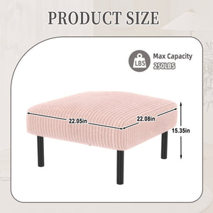 English Elm UNITED Corduroy Ottoman Footstool with Sturdy Frame, Soft Padded Seat, Versatile Living Room Stool Pink W1568P307253
