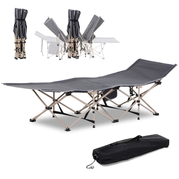 English Elm Outsunny Portable Folding Camping Cot With Carry Bag, Side Pocket, Elevated Support For Travel & Outdoor Use W2225P200880-GIGA