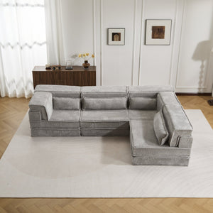 English Elm Compression Boneless Modular Sofa Bed - Versatile, Plush 4-Seater With Pillows, No Assembly Needed! W3723S00032