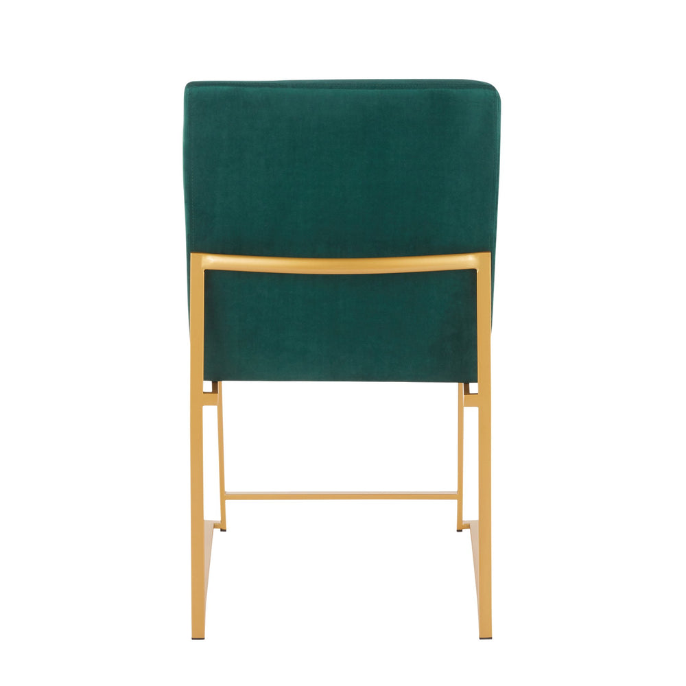 English Elm High Back Fuji Contemporary Dining Chair Set Of 2 - Luxurious Green Velvet With Gold Frame Finish B202P223544