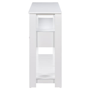 English Elm U_style Wide Painted Console Table Four Drawers Open Shelves Foyer Living Room White N711P410406K