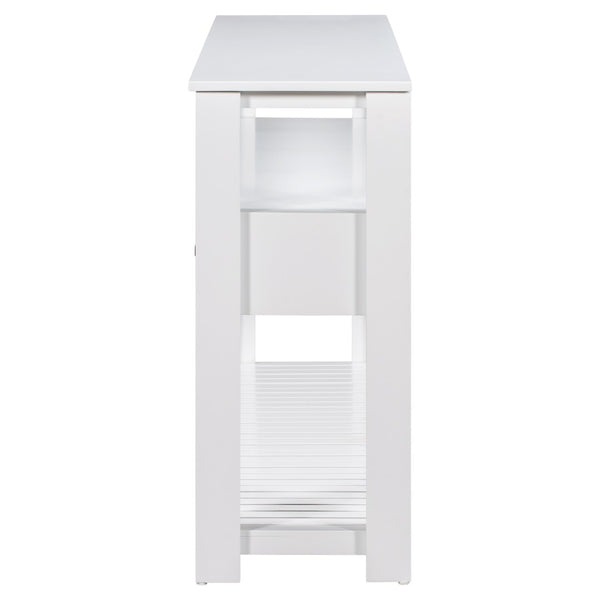 English Elm U_style Wide Painted Console Table Four Drawers Open Shelves Foyer Living Room White N711P410406K