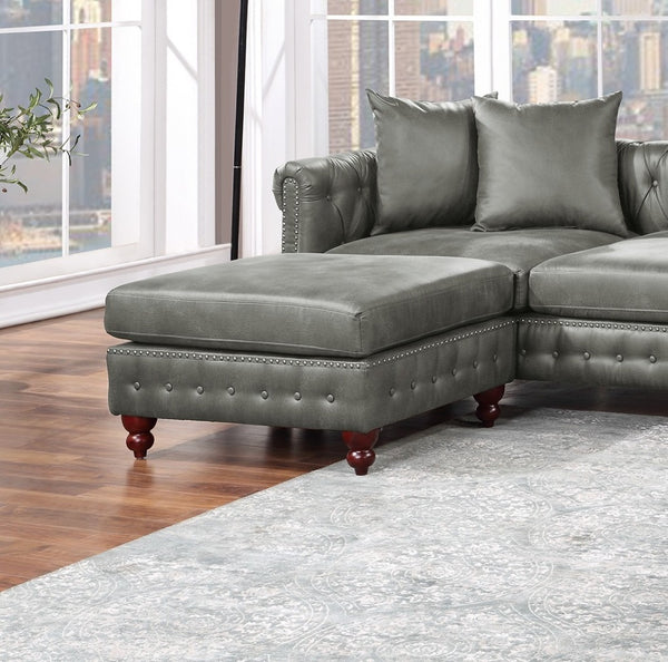English Elm Slate Gray Modular 4-Piece Sectional Sofa Set With Reversible Loveseats, Ottomans & Tufted Pillows B011S01331-GIGA