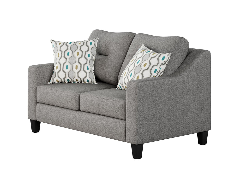 Fusion Max Pepper Loveseat – Mid-century Modern Design, Tufted Back, Reversible Cushions & Stylish Comfort Grey Ws ,100% Polypropylene  8211 Max Pepper Loveseat