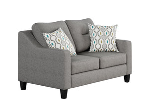 Fusion Max Pepper Loveseat – Mid-century Modern Design, Tufted Back, Reversible Cushions & Stylish Comfort Grey Ws ,100% Polypropylene  8211 Max Pepper Loveseat