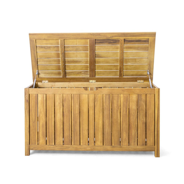 English Elm Portside Acacia Wood 100 Gallon Deck Box Slatted Outdoor Storage for Patio and Pool N775P383166T