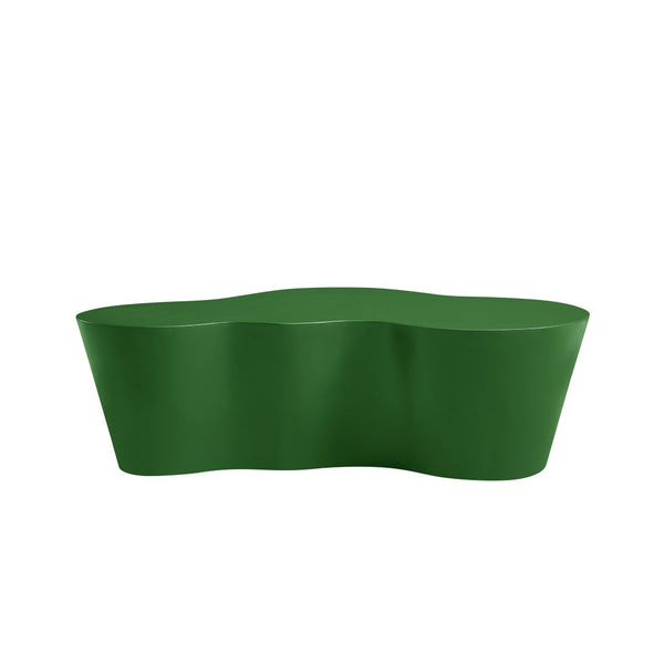 English Elm 50 Inch Sculptural Fiberglass Coffee Table Ready to Use Focal Point for Modern Living Rooms Green W876P452391