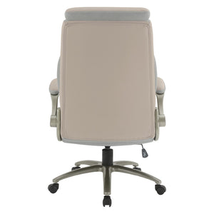 OSP Home Furnishings Big and Tall Ergonomic Office Chair with Lumbar Support Leather Seat 400 Lb Capacity Taupe ECH14517BT-EC21