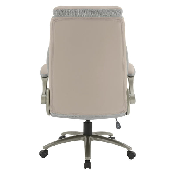 OSP Home Furnishings Big and Tall Ergonomic Office Chair with Lumbar Support Leather Seat 400 Lb Capacity Taupe ECH14517BT-EC21