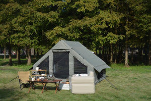 English Elm Inflatable Glamping Tent 4 Season Waterproof Air Beam Frame Shelter for 4 to 6 Persons Army Green W640P244860
