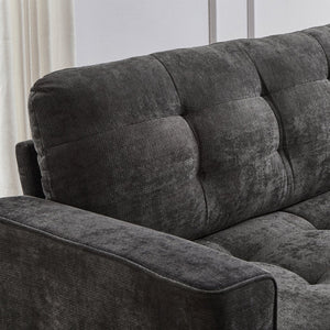 English Elm Swivel Barrel Accent Chair Chenille Tufted Round Club Seat for Living Room Lounge Grey N719S002290E