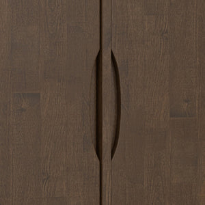 English Elm Harper Walnut Brown 3-Door Sideboard Buffet – Solid Rubberwood, Mid-Century Tapered Legs, Storage B136P235248