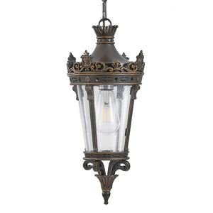 English Elm 18"(h) Crown Top Cast Aluminum Pendant Lantern Clear Glass Vintage Outdoor Porch Light W1340P209951