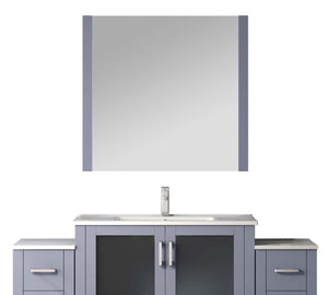 English Elm Dark Grey Bath Vanity Set 60" W X 18.25" D With Side Cabinets, Faucet & Elegant White Ceramic Top B2731S01376