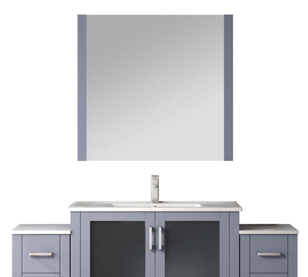English Elm Dark Grey Bath Vanity Set 60" W X 18.25" D With Side Cabinets, Faucet & Elegant White Ceramic Top B2731S01376