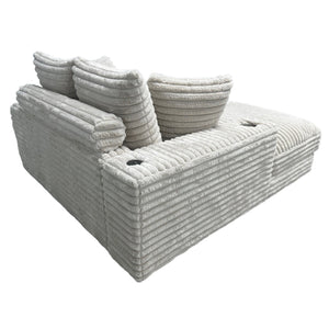 English Elm Oversized Chaise Lounge Sofa with Dual Cup Holders and USB Ports, Plush Upholstery for Lounging taupe 69 L x 59 W x 22 H B2741P284432