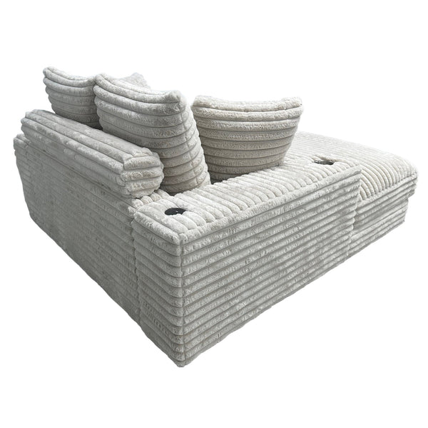 English Elm Oversized Chaise Lounge Sofa with Dual Cup Holders and USB Ports, Plush Upholstery for Lounging taupe 69 L x 59 W x 22 H B2741P284432