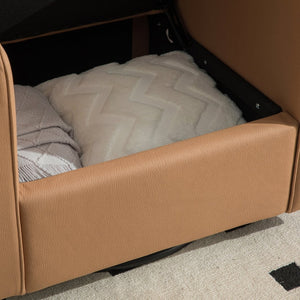 English Elm 33.6''w Swivel Club Chair Tech Cloth Upholstery Hidden Storage Square Accent Seat Amber W3098S00048