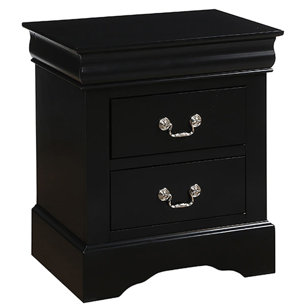 English Elm Black 2-Drawer Nightstand - Elegant Bedside Storage With Durable Craftsmanship For Modern Bedrooms B062P189240
