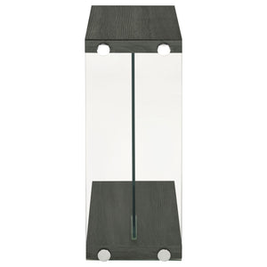 English Elm Sampson Weathered Grey C-Shape Side Table — Rustic Engineered Wood, Space-Saving Slide-Under Design, Durable Finish B062P328686