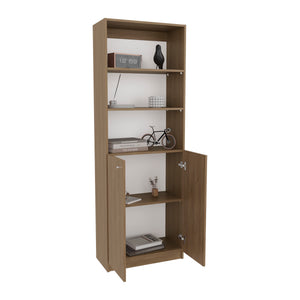 English Elm Home 2-Door Bookcase Beige – Modern MDF Storage Cabinet with Dual Doors, Multi-Tier Shelves, Versatile Room Use B200P335317