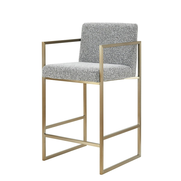 VIG Furniture Modrest Suzanne - Modern Grey Fabric + Antique Brass Counter Chair VGGA-6229CH-C-GRY