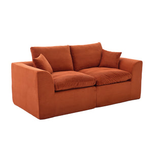 English Elm UNITED Cloud Couch Modular Sectional Sofa with Corduroy Cover, Ergonomic 2-Seater, No Assembly Needed Orange W1568P371118