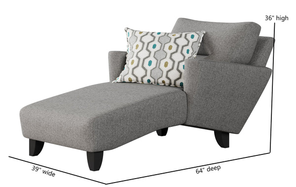 Fusion Max Pepper Mid-century Modern Chaise Lounge In Grey With Reversible Pillow & Tapered Wood Legs Grey Ws ,100% Polypropylene  8218 Max Pepper Chaise