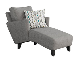 Fusion Max Pepper Mid-century Modern Chaise Lounge In Grey With Reversible Pillow & Tapered Wood Legs Grey Ws ,100% Polypropylene  8218 Max Pepper Chaise
