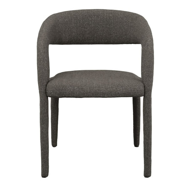 VIG Furniture Faerron Modern Grey Fabric Chair With Armrests — Ergonomic Rounded Back, Cast Iron Legs, 264 Lb Capacity Dark Grey Dining Chair VGEU-MC-7182CH-GRY