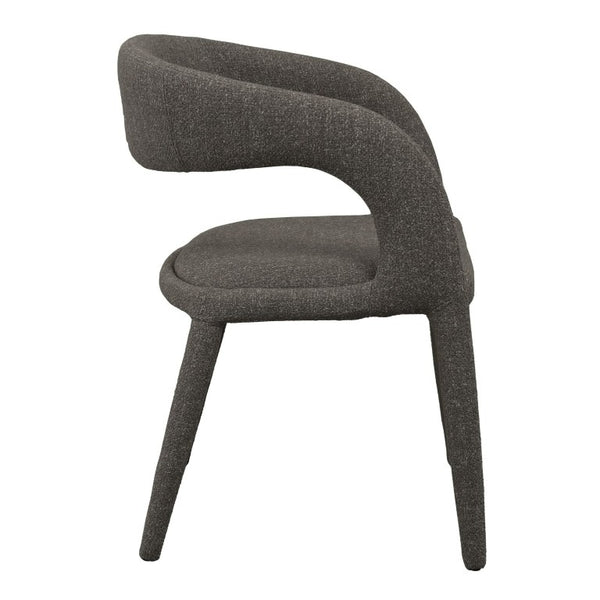 VIG Furniture Faerron Modern Grey Fabric Chair With Armrests — Ergonomic Rounded Back, Cast Iron Legs, 264 Lb Capacity Dark Grey Dining Chair VGEU-MC-7182CH-GRY