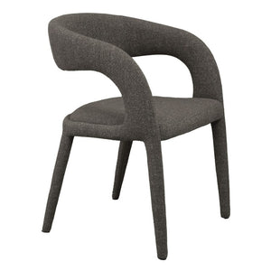 VIG Furniture Faerron Modern Grey Fabric Chair With Armrests — Ergonomic Rounded Back, Cast Iron Legs, 264 Lb Capacity Dark Grey Dining Chair VGEU-MC-7182CH-GRY