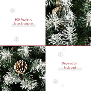 English Elm Homcom 6Ft Snow-Dusted Full Fir Christmas Tree With 800 Lifelike Tips & 61 Pine Cones For Holiday Charm W2225P229779