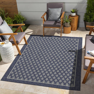 English Elm Sunshine Blue 7'10" X 10'3" Versatile Indoor/Outdoor Area Rug - Durable, Easy-Clean, Coastal Charm! B186P198871-GIGA