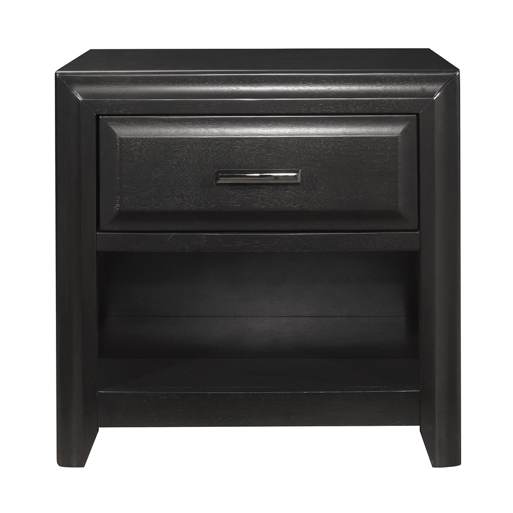 English Elm Modern Cordelia Nightstand Espresso Finish with Drawer & Open Cubby, Black Bar Hardware, 26.5"H B011P222852