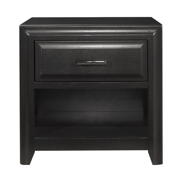 English Elm Modern Cordelia Nightstand Espresso Finish with Drawer & Open Cubby, Black Bar Hardware, 26.5"H B011P222852