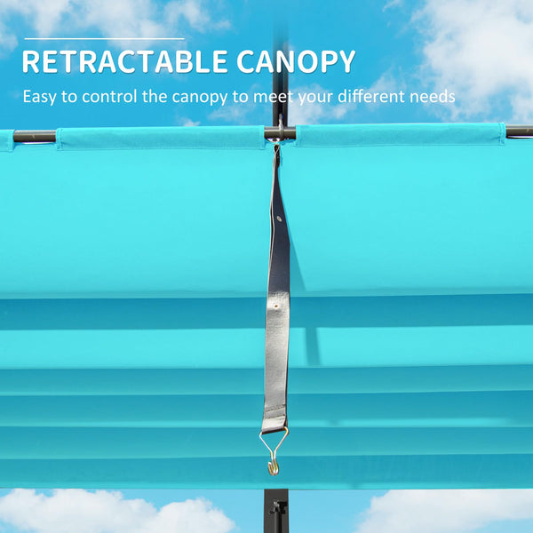 English Elm 11 11 X 16 FT Retractable Pergola with Weather-Resistant Canopy, Aluminum Frame, Easy Assembly, Versatile Outdoor Shade and Entertainment Space Lake Blue W1859S00077